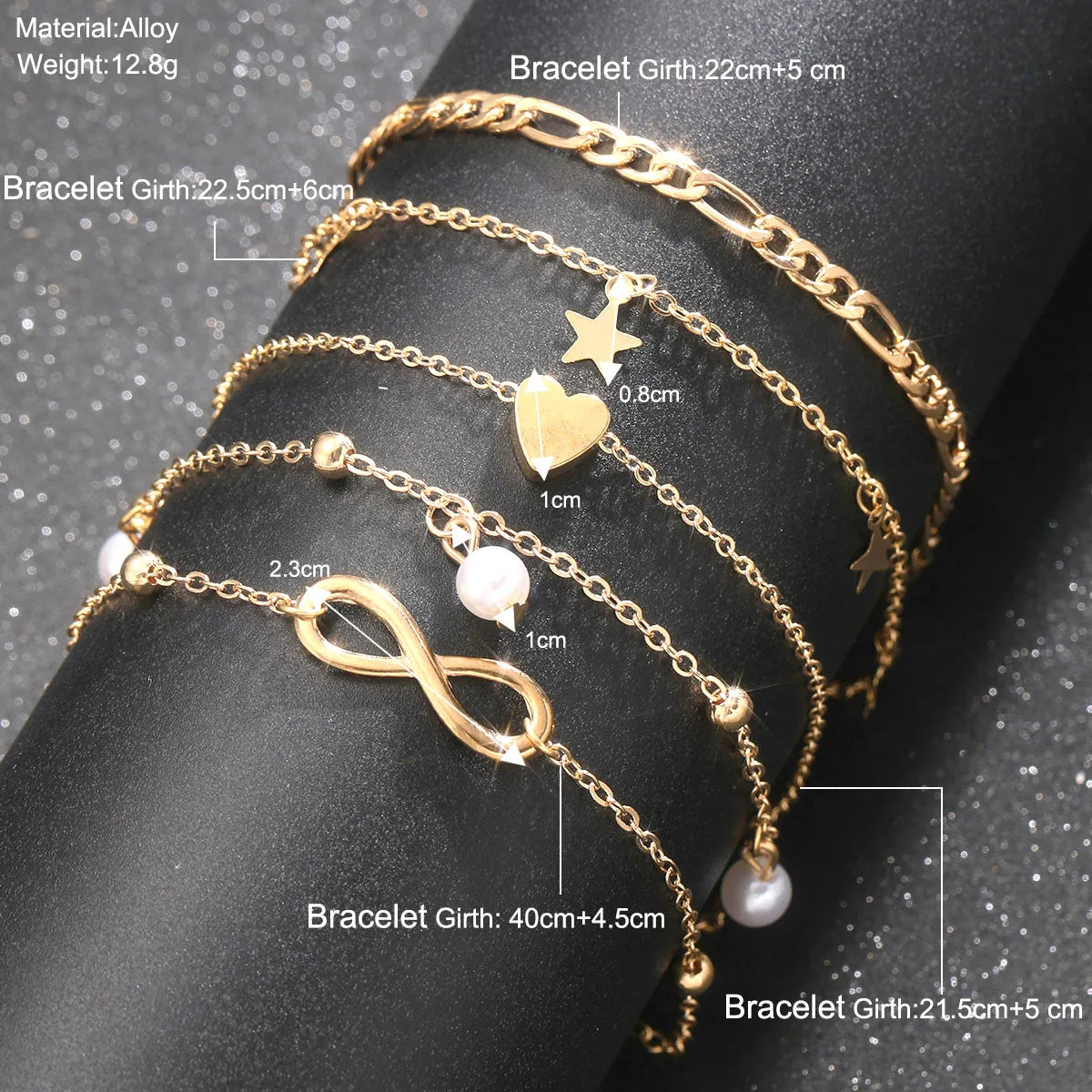 5Pcs Retro Multilayer Tassel Anklet Set for Women Bohemia Vintage Pearl Butterfly Star Heart Pendant Foot Bracelet Beach Jewelry