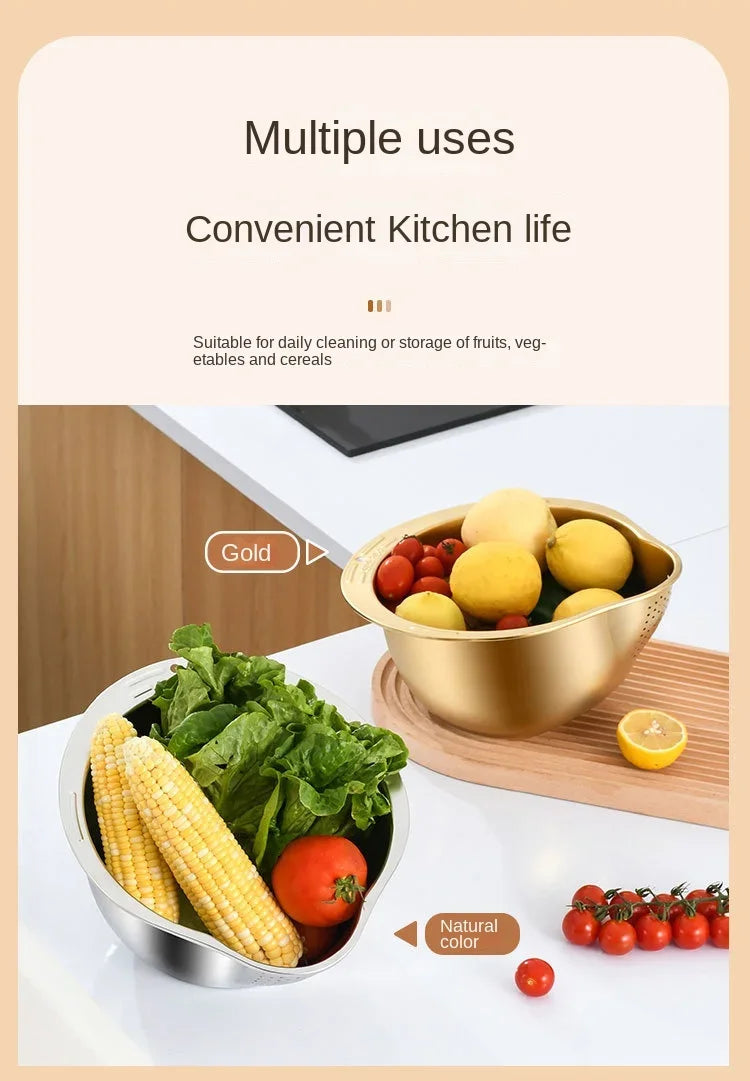 Rice Washer Strainer Bowl Stainless Steel 304 Rice Washing Bowl Rice Sieve Colander Fruit And Vegetable Strainer Kitchen Tools
