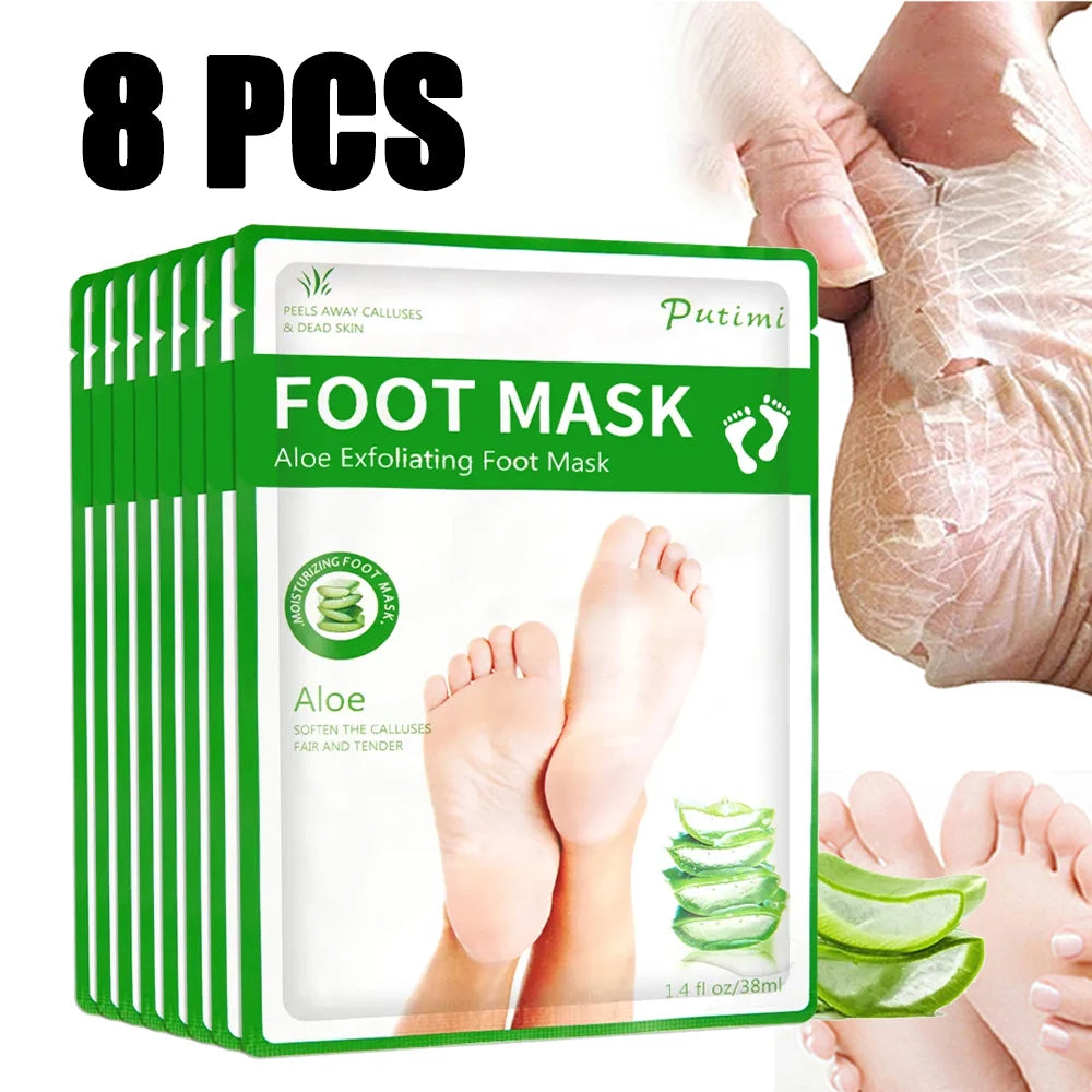 3/6/8 Pair Exfoliating Feet Mask Exfoliating Foot Peel Mask Socks Pedicure Peeling Dead Skin Remover Feet Mask Peel Moisturizing