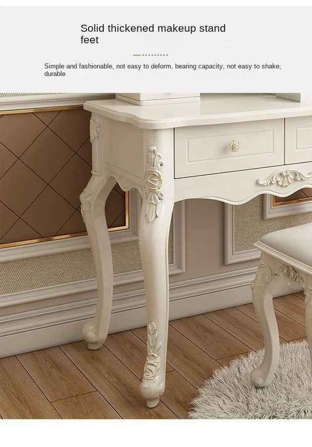Mirror Storage Vanity Table Luxury Nordic Style European Bedroom Vanity Table Home Charm Coiffeuse Furniture Decor
