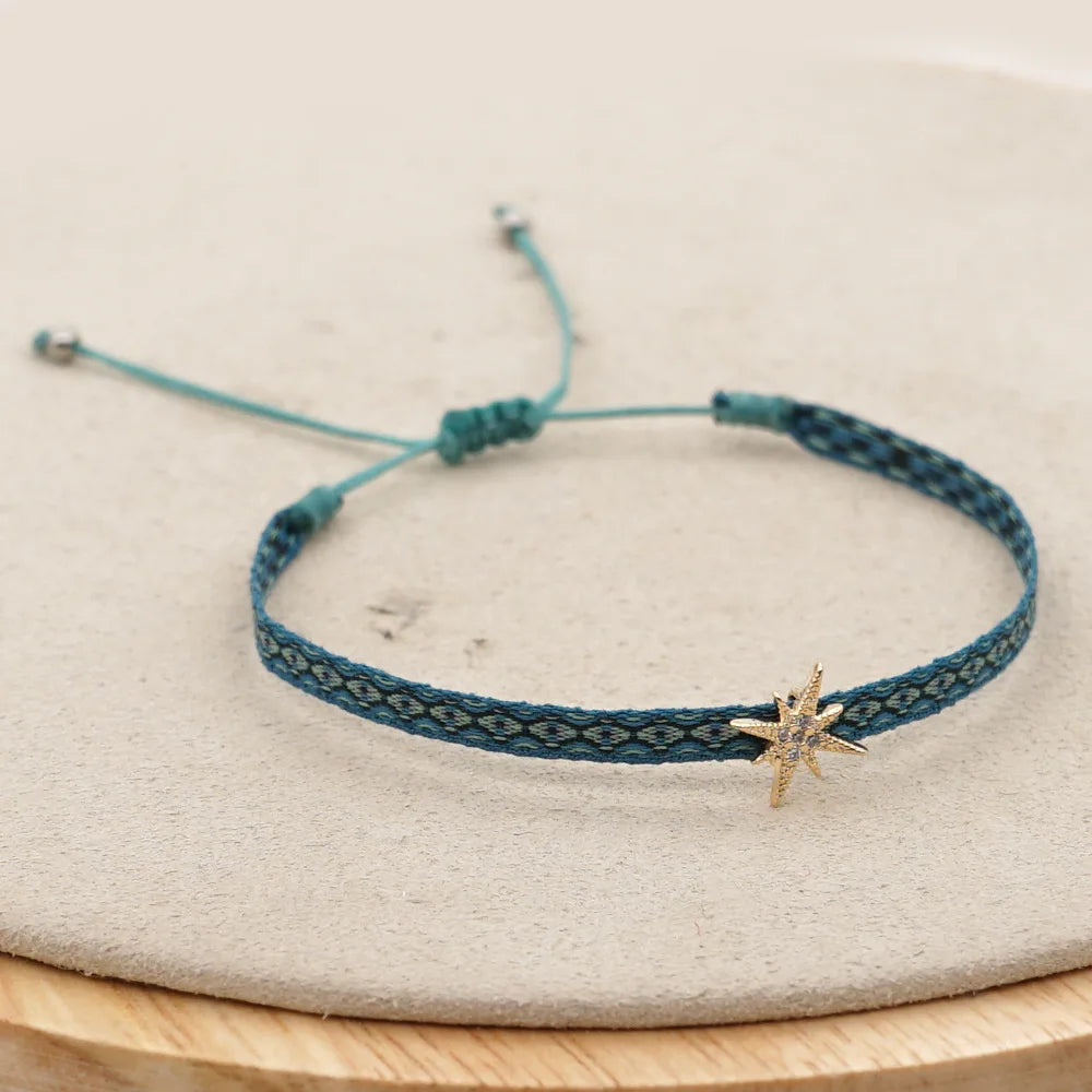 KKBEAD Handmade Braided Bracelet Rhinestones Letter Charm Bracelets for Women Evil Eye Pulseras Jewelry Gift for Friends