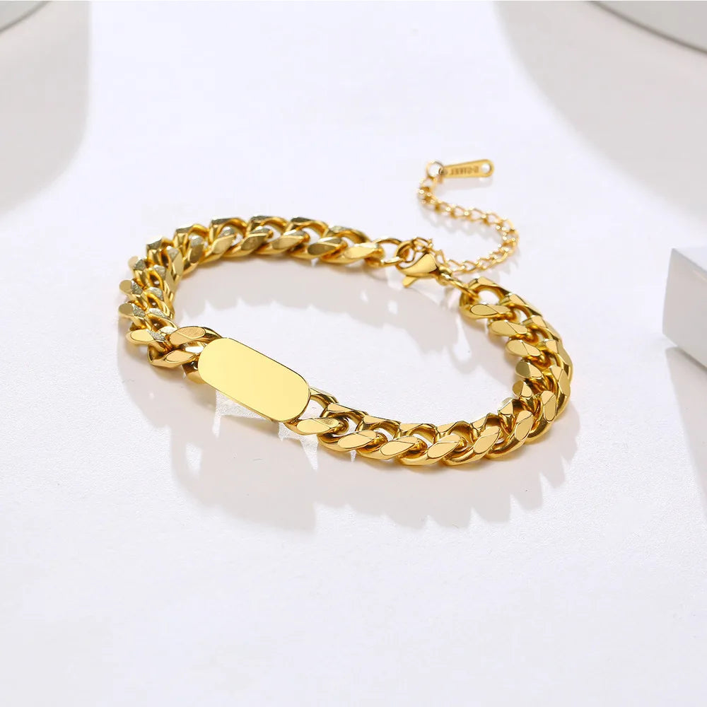 Vnox Mens Womens Cuban Chain Bracelets, 7.5mm Stainless Steel links Wristband, Adjustable Simple Personality Jewelry