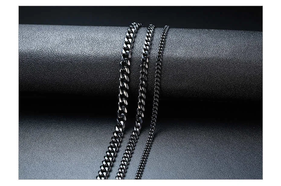 Vnox 3-7mm Cuban Chain Necklaces for Men Women, Stainless Steel Miami Curb Links Chain, Basic Cool Boy Collar