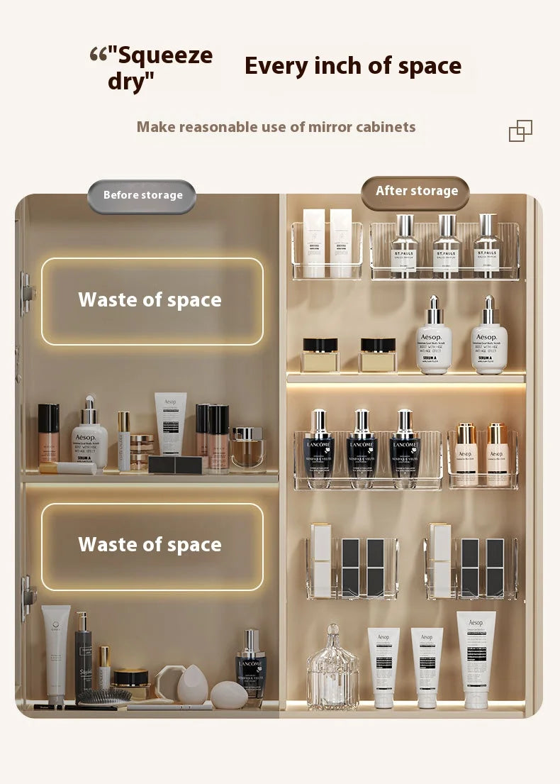 Mirror cabinet storage box bathroom cabinet wall mounted transparent slanted shelf cosmetics lipstick jewelry sorting box