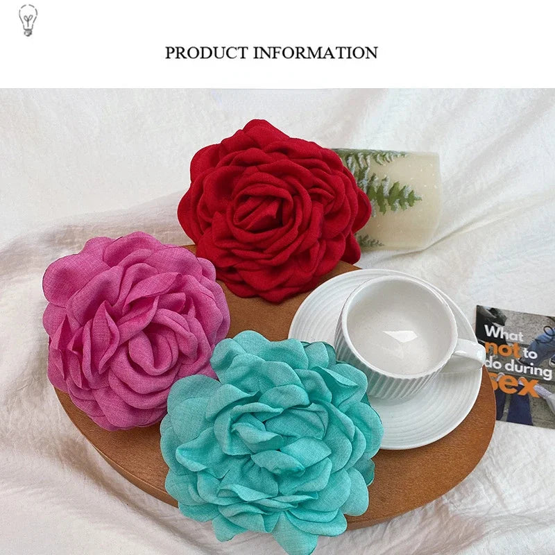Korean Fabric Rose Flower Hair Claw Clip Women Girls Fashion Barrettes Plastic Hair Grab Clamp Headwear Hair Accessories