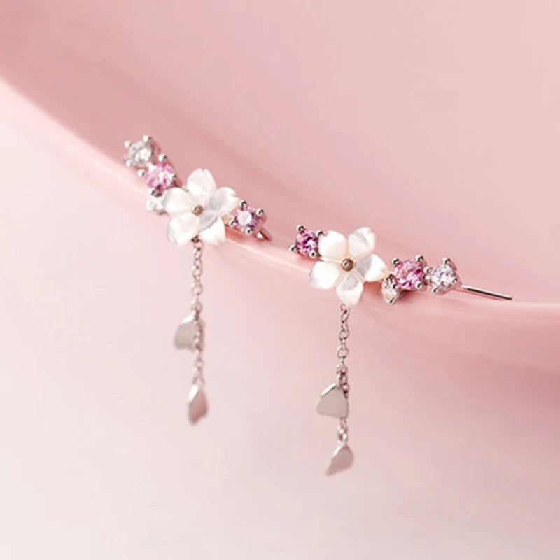 New Flower Bohemia Hanging Earrings Women Fashion Long Tassel Rhinestone Flowers Earring Female Wedding Party Jewelry Gift