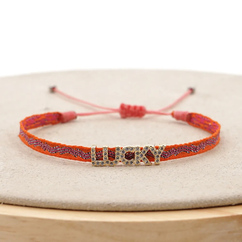KKBEAD Handmade Braided Bracelet Rhinestones Letter Charm Bracelets for Women Evil Eye Pulseras Jewelry Gift for Friends