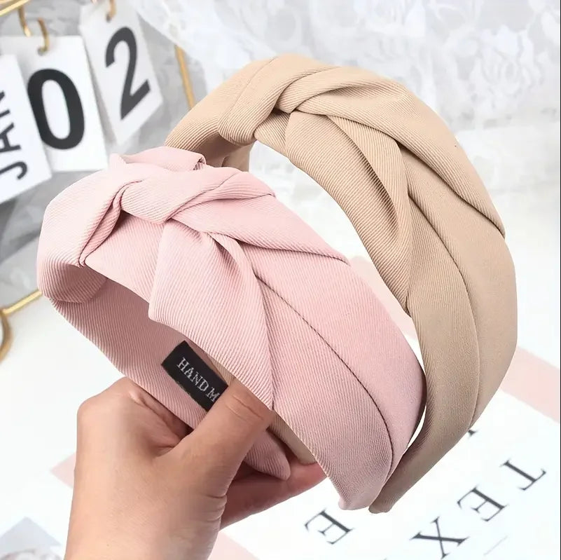 New Fashion Knotted Headbands for Women Solid Color Girls Cloth Hair Bands Wide Hairband Soft Hair Hoop Hair Accessories