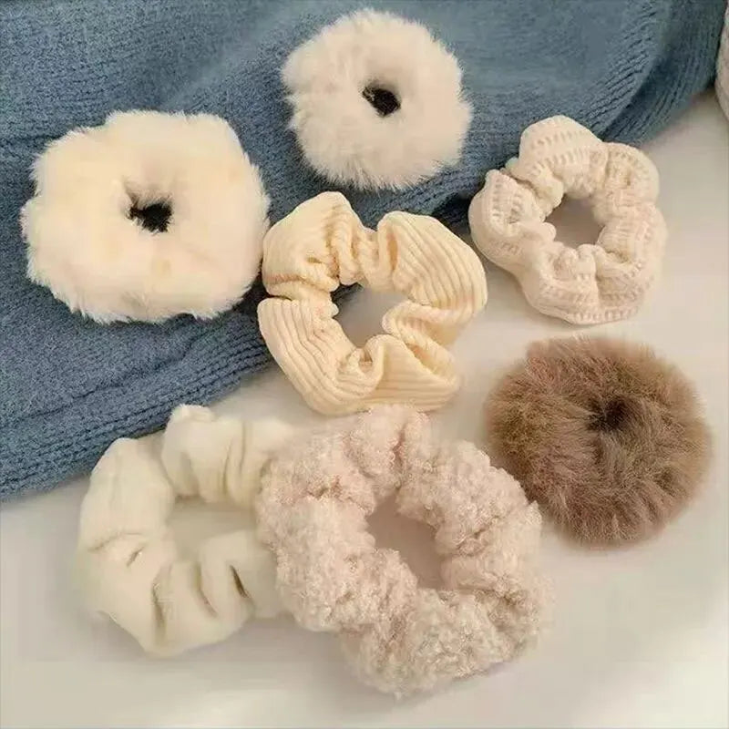 7/21 Pcs/Set Women Hair Scrunchies Set Plush Solid Hair Band for Girls Ponytail Holder Rubber Bands Hair Ties Hair Accessories