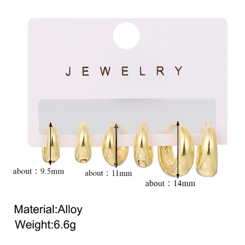 6Pcs/set copper metal Minimalist Huggie Hoop Earrings for Women Simple Metal Circle Small Earrings Punk Unisex Rock Jewelry