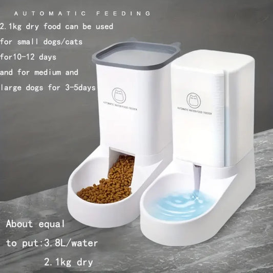 Automatic Pet Feeder: Keep Your Dog or Cat Fed with a Large Capacity Bowl & Water Drinker