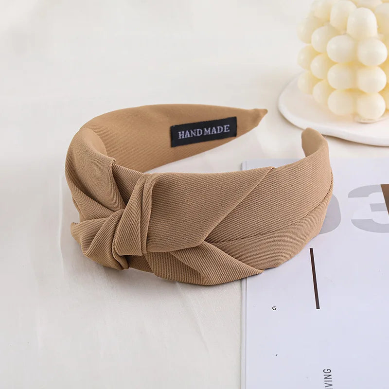 New Fashion Knotted Headbands for Women Solid Color Girls Cloth Hair Bands Wide Hairband Soft Hair Hoop Hair Accessories