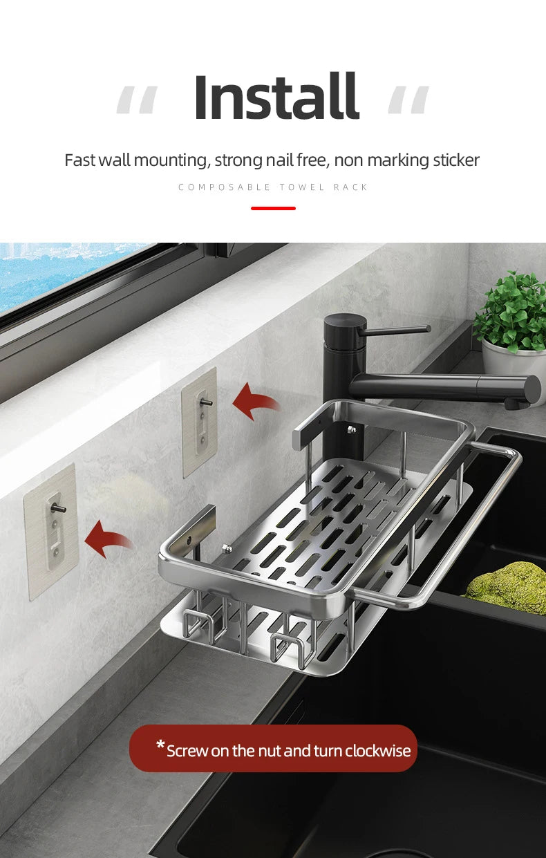 Non perforated kitchen storage rack cloth drain rack, sink dishwashing cloth sponge storage basket bathroom storage rack