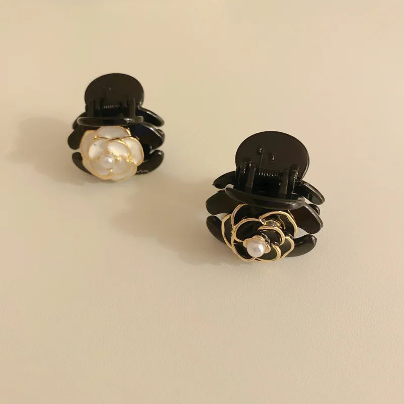 Black Flower Mini  Hair Claws Elegant Temperament Camellia Hair Clip Princess Side Clip Women Girls Fashion Bangs Clips Hairpins