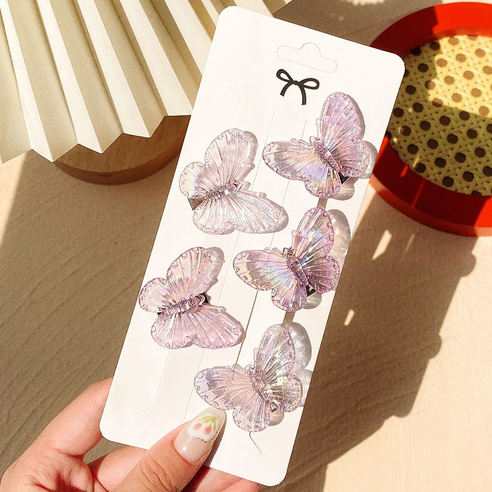 5Pcs/set Mermaid Color Fairy Butterfly Hair Clips For Women Girls  Colorful Hairpins Barrettes Headwear Fashion Hair Accessories