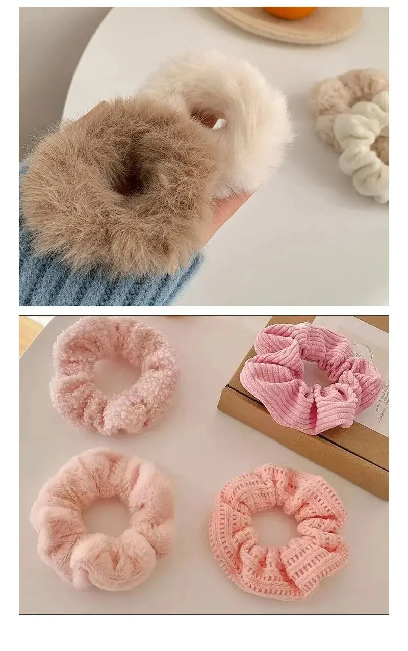 7/21 Pcs/Set Women Hair Scrunchies Set Plush Solid Hair Band for Girls Ponytail Holder Rubber Bands Hair Ties Hair Accessories