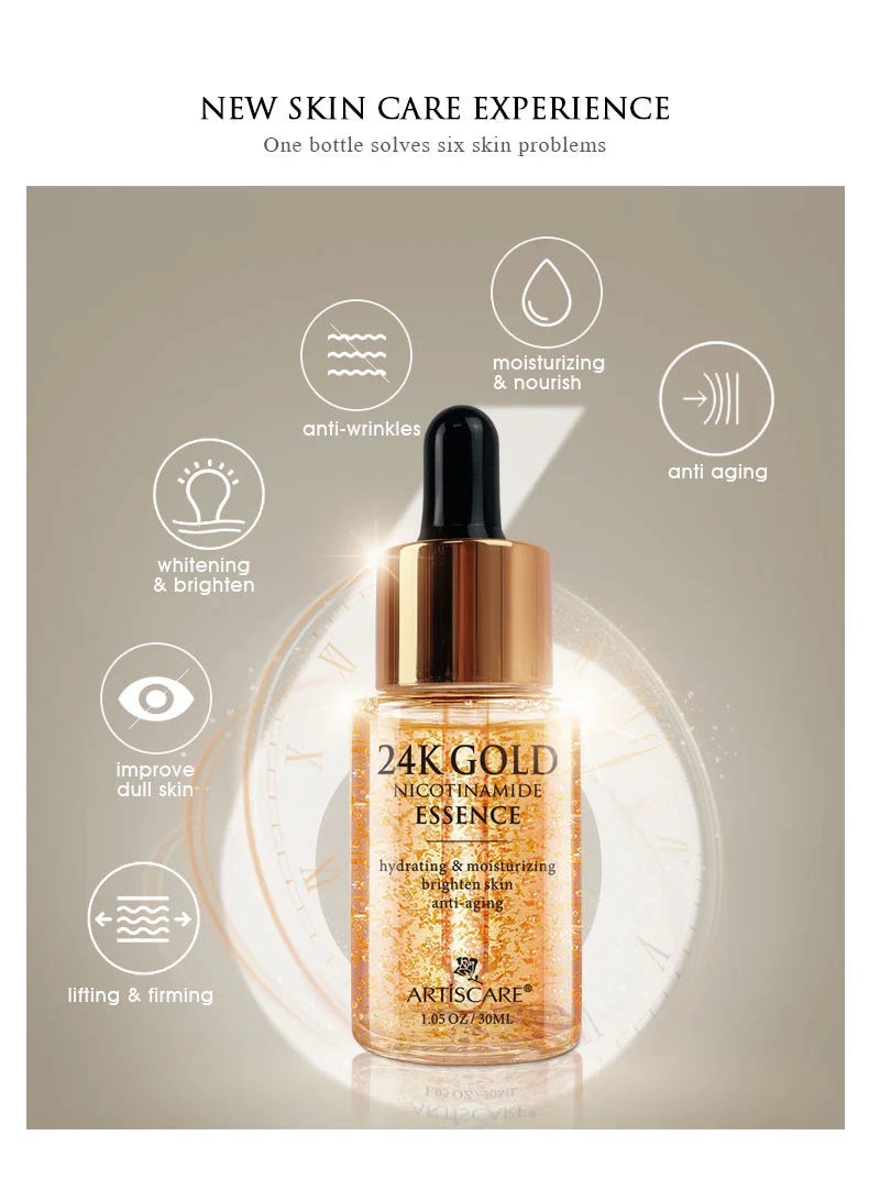 ARTISCARE 24K Gold Serum SET for Facial Care Eye Cream Moisturizing Face Essence Skin Care Products