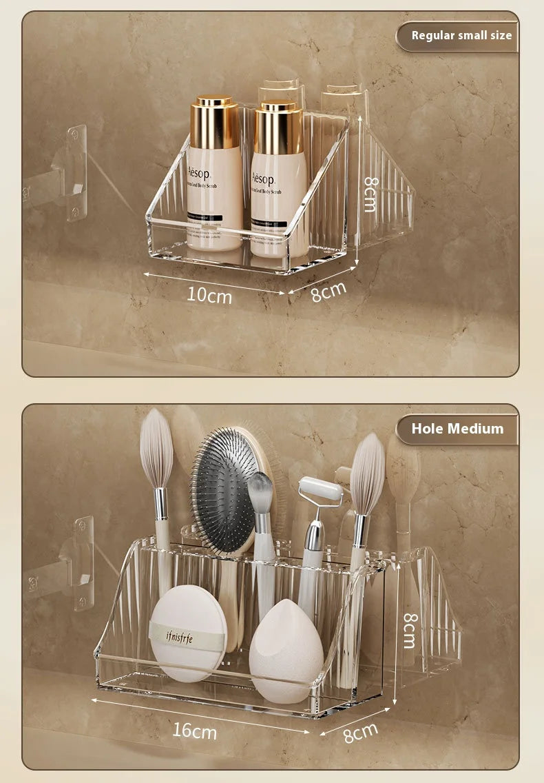 Mirror cabinet storage box bathroom cabinet wall mounted transparent slanted shelf cosmetics lipstick jewelry sorting box