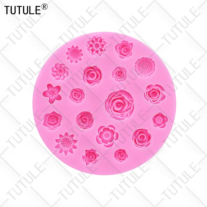 Flowers Silicone Mold Flower Resin Phone Case Head Rope Hair Card Jewelry Accessories Mold Flower Chocolate Cake Silicone Mold