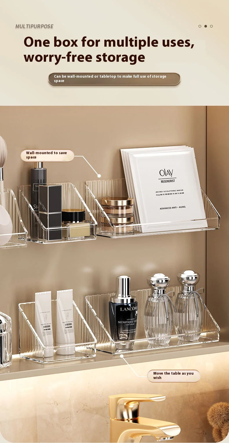Mirror cabinet storage box bathroom cabinet wall mounted transparent slanted shelf cosmetics lipstick jewelry sorting box