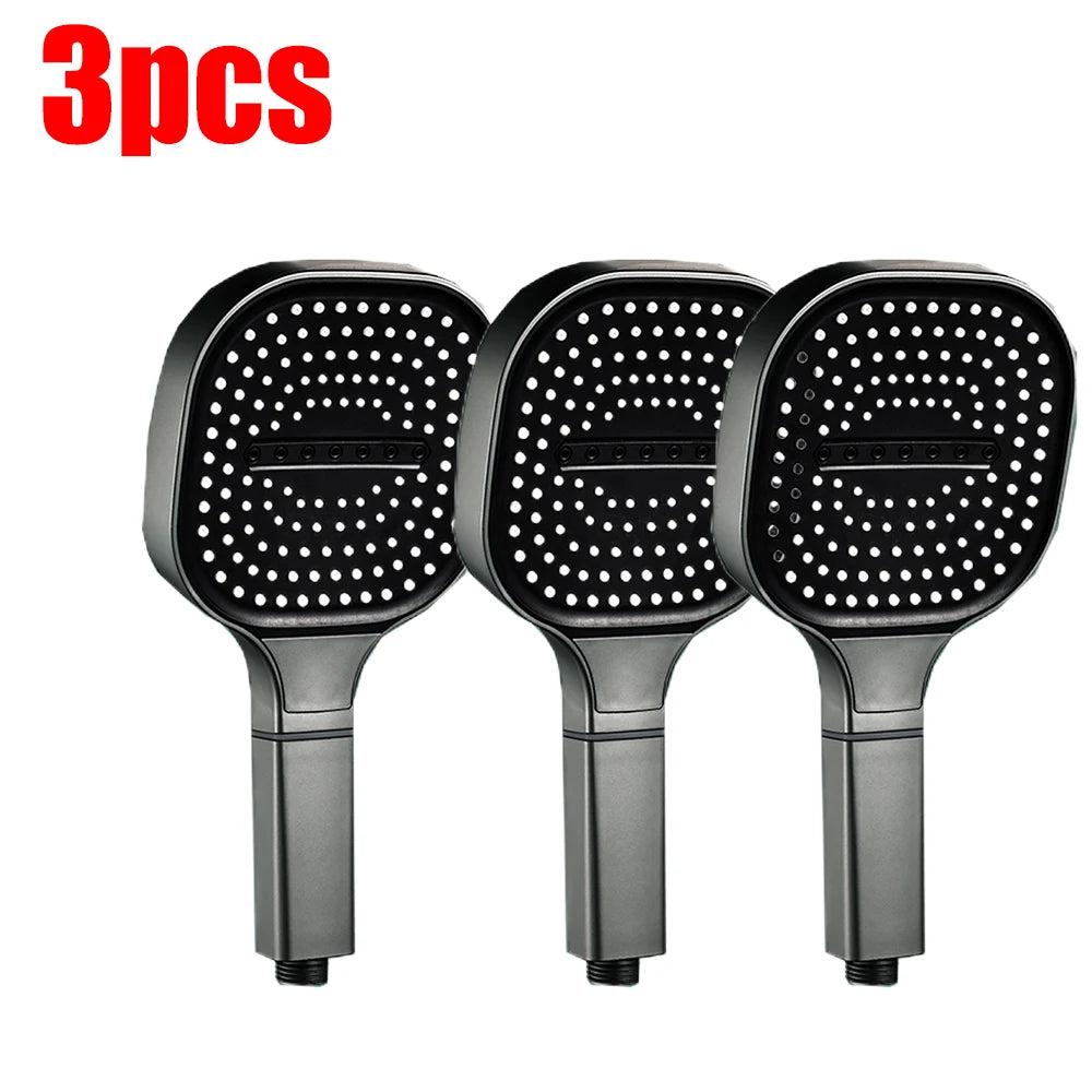 13CM Big Panel High Pressure Shower Head with Filter 3 Modes Large Flow Spray Rainfall Nozzle Square Bathroom ShowerHead