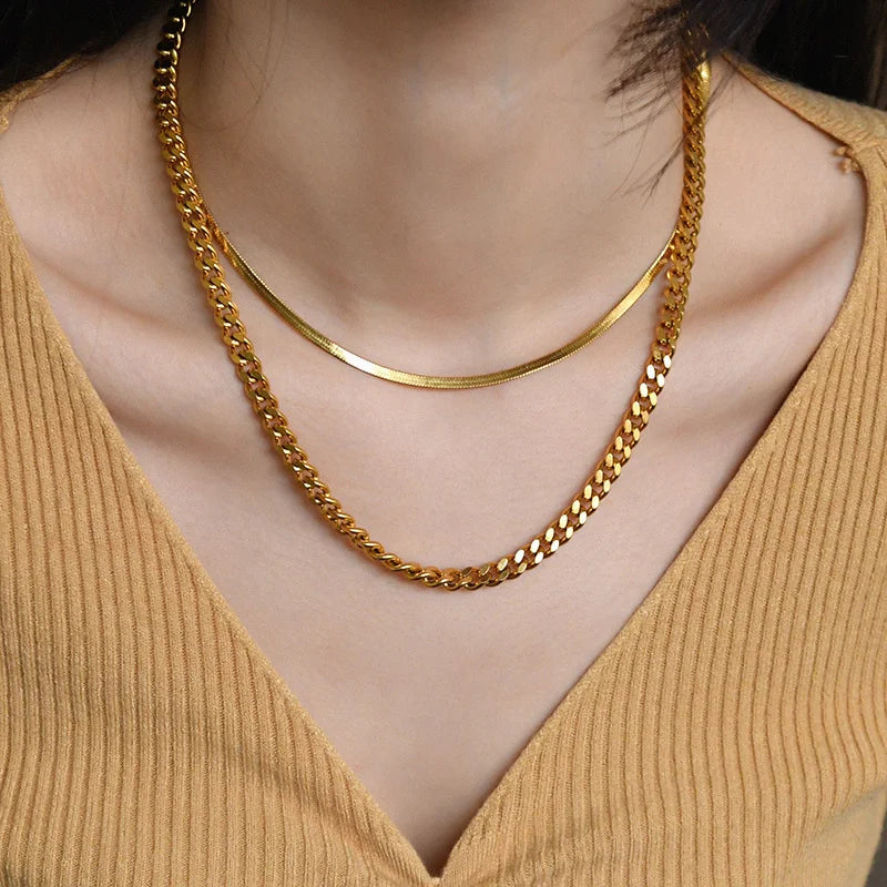 Vnox 3-7mm Cuban Chain Necklaces for Men Women, Stainless Steel Miami Curb Links Chain, Basic Cool Boy Collar