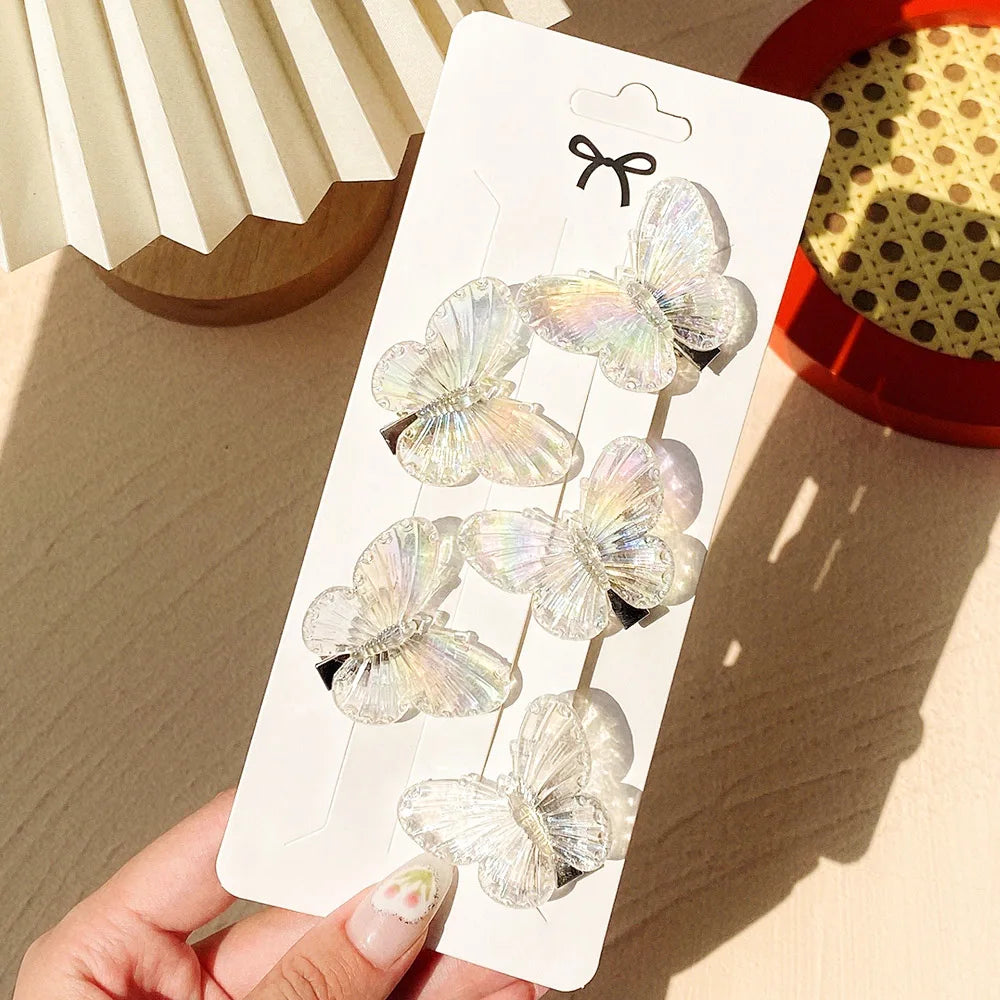 5Pcs/set Mermaid Color Fairy Butterfly Hair Clips For Women Girls  Colorful Hairpins Barrettes Headwear Fashion Hair Accessories