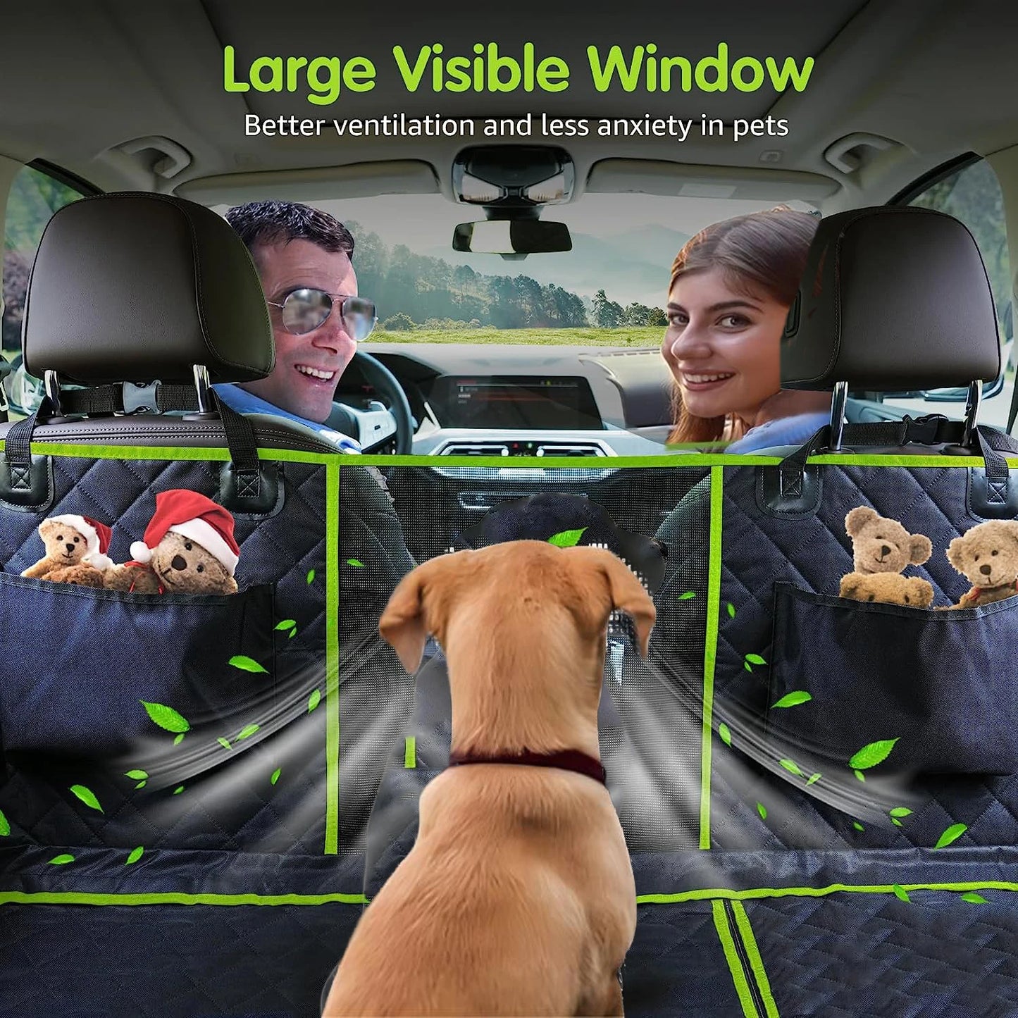 Upgraded 6-in-1 Dog Car Seat Cover For Back Seat, 100% Waterproof Dog Car Hammock With Mesh Window  For Cars Trucks And SU