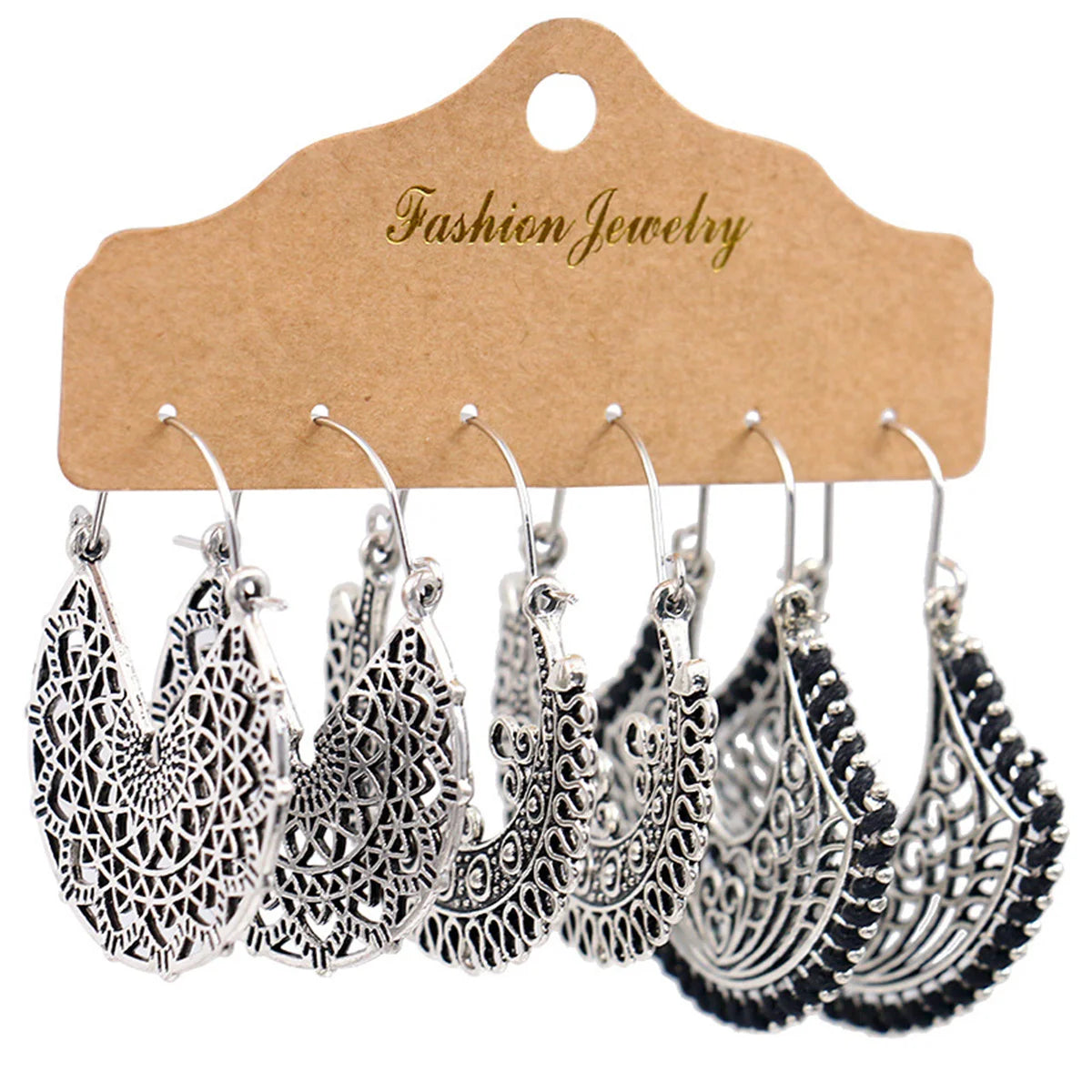 Boho Ethnic Vintage Geometric Earrings Set For Women Fashion Hollow Metal Waterdrop Round Leaf Tassel Drop Earring Party Jewelry