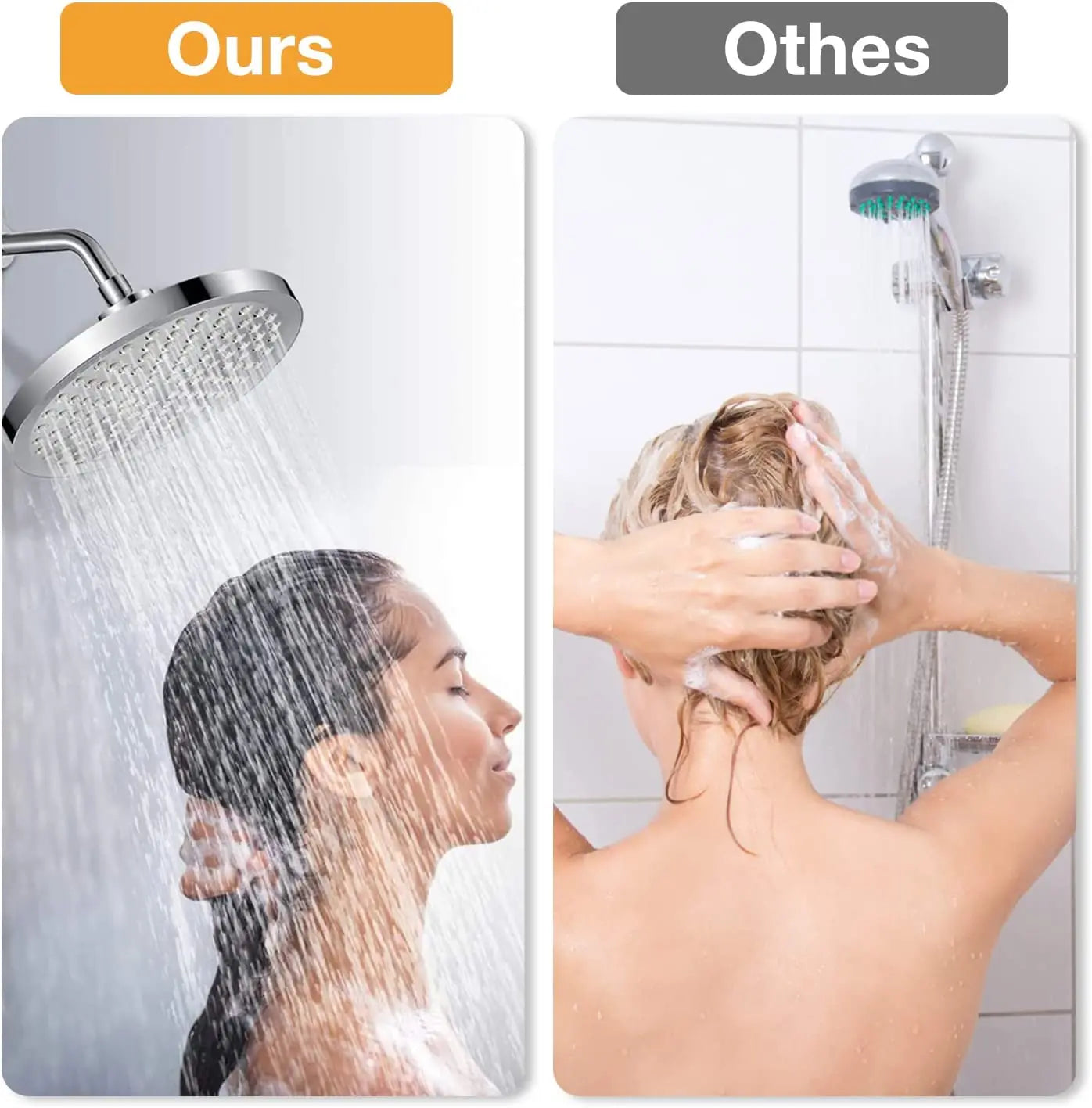 New 6 inches High Pressure Rain Shower Head with Arm 1min Installation Polished Chrome Rainfall Showerhead Anti-Clogging Nozzles