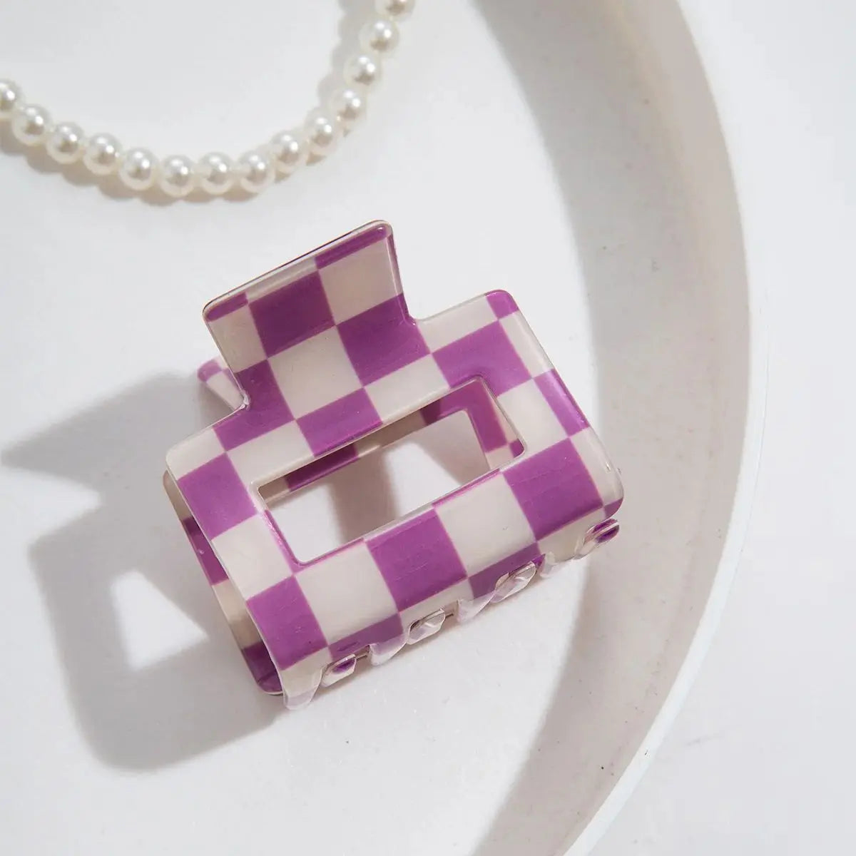 2inch Colorful Checkered Rectangle Hair Claw Clips For Women Girls Fashion Hair Clips For Styling Claw Clamps Hair Accessories