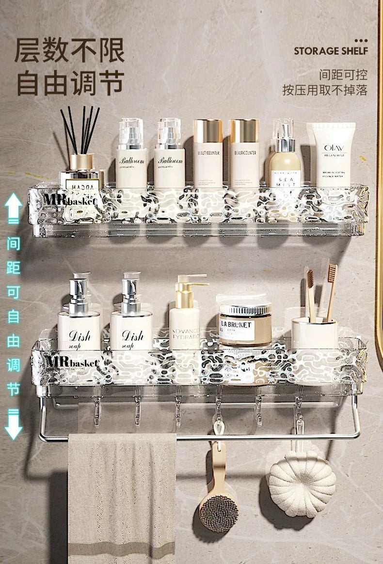 Bathroom Shelf No Drill Wall Mounted Toilet Organizer for Home Bathroom Storage