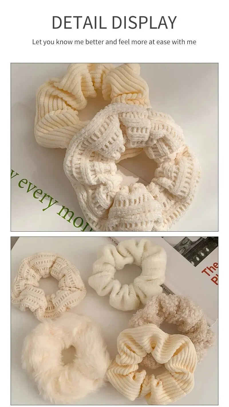 7/21 Pcs/Set Women Hair Scrunchies Set Plush Solid Hair Band for Girls Ponytail Holder Rubber Bands Hair Ties Hair Accessories