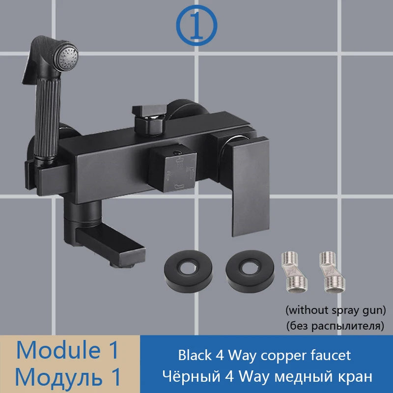 Shower Set Accessories Brass Shower System Bathroom Thermostatic Faucet Hot Cold Mixed Bathtub Shower Faucet LED Digital Faucet