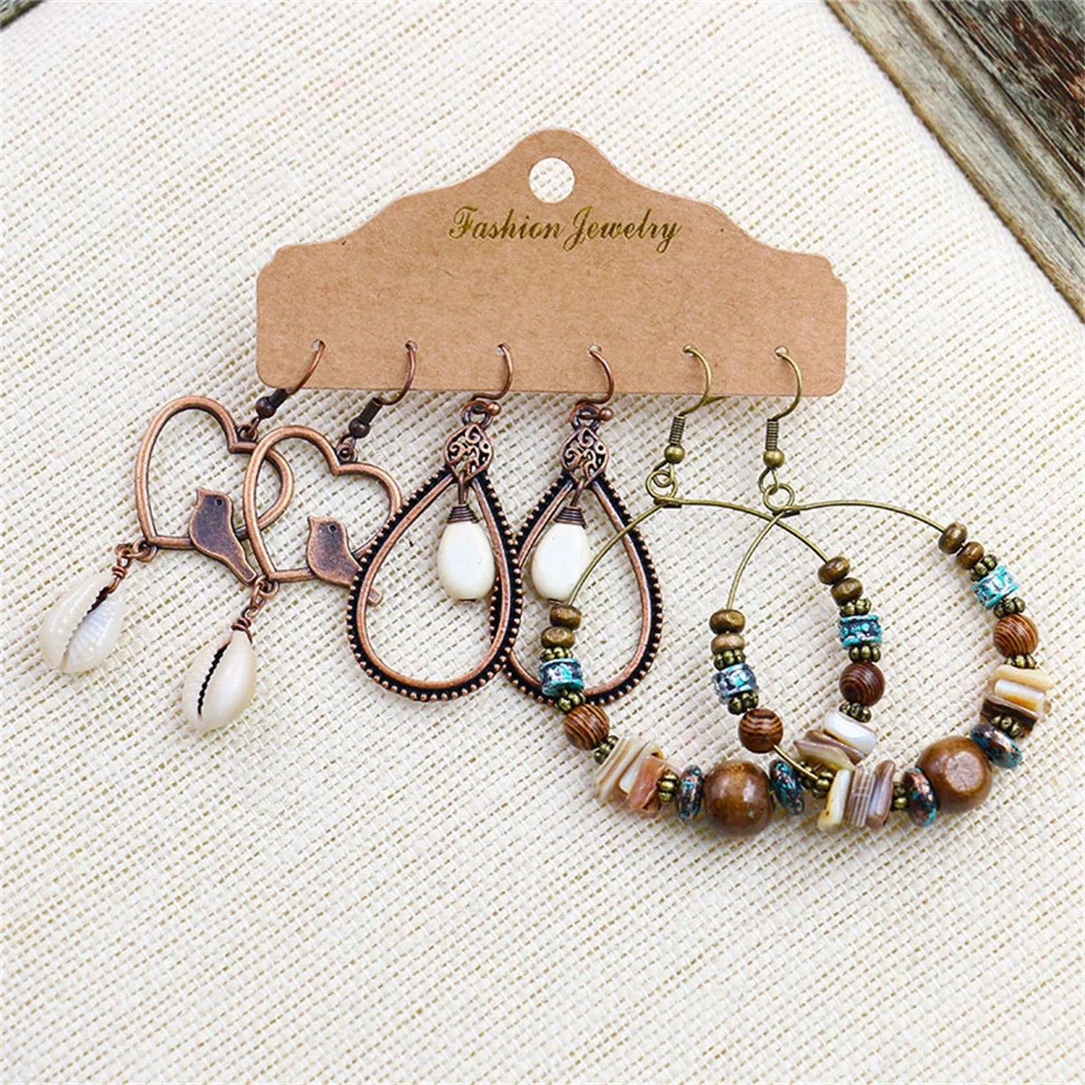 Boho Ethnic Vintage Geometric Earrings Set For Women Fashion Hollow Metal Waterdrop Round Leaf Tassel Drop Earring Party Jewelry