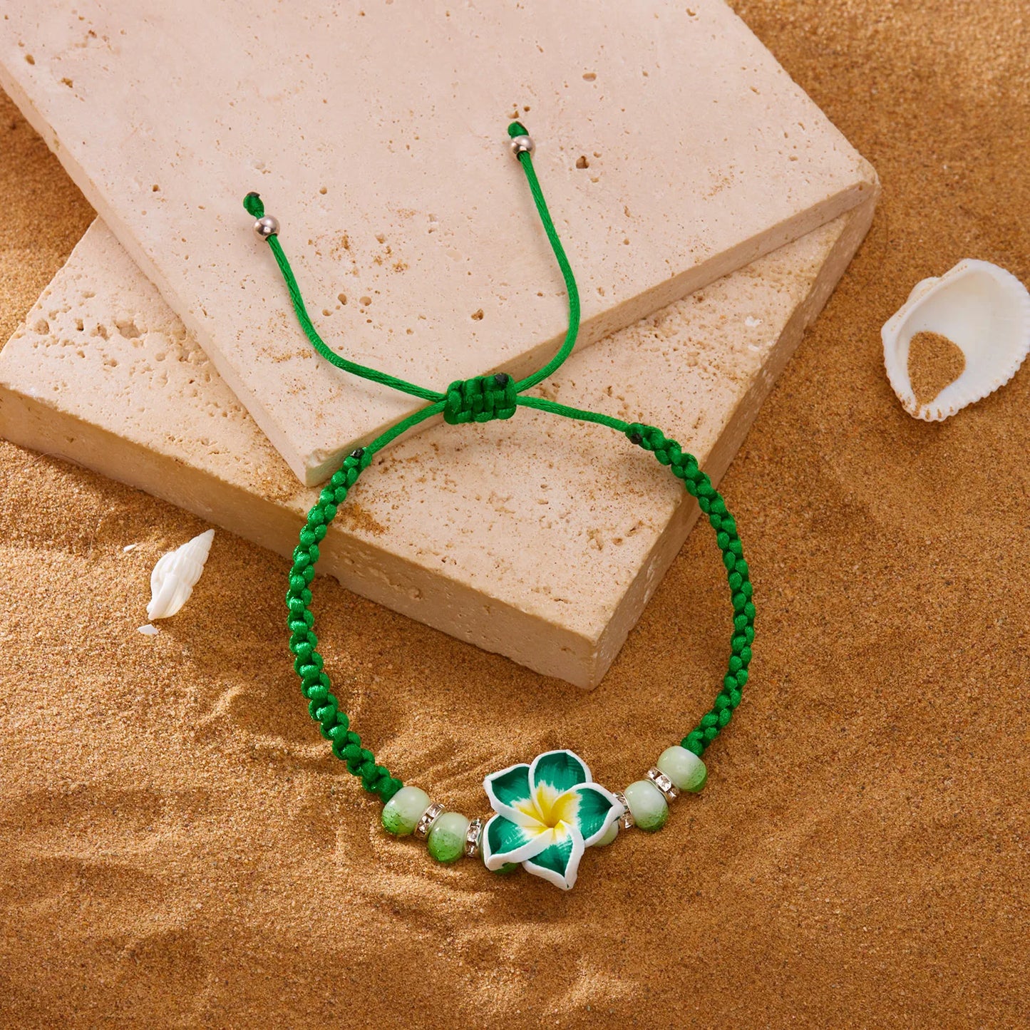 Bohemian Big Flower Charm Bracelets For Women Pink Red Blue Green Flowers Soft Clay Pottery Beaded Bangles Girls Party Jewelry