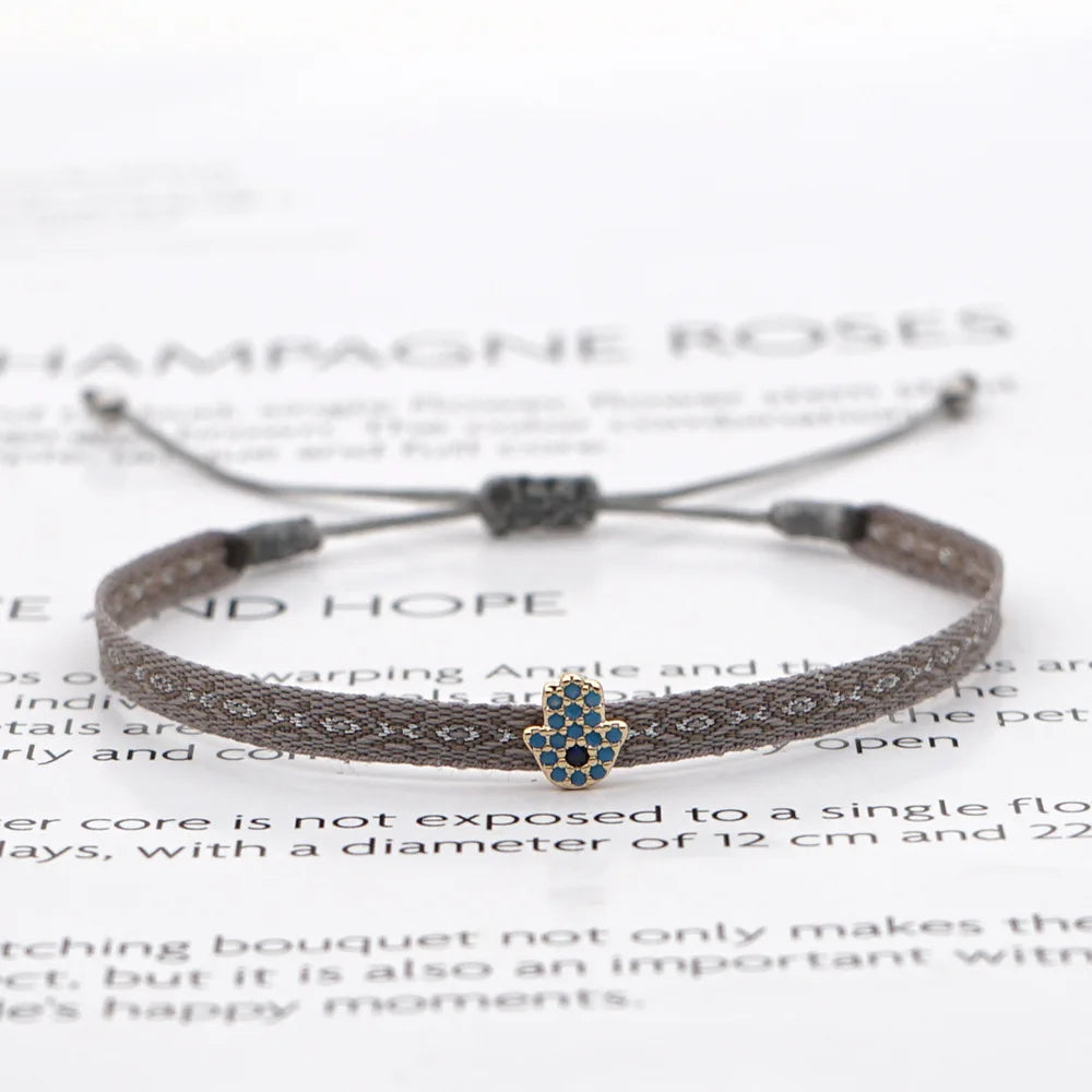 KKBEAD Handmade Braided Bracelet Rhinestones Letter Charm Bracelets for Women Evil Eye Pulseras Jewelry Gift for Friends
