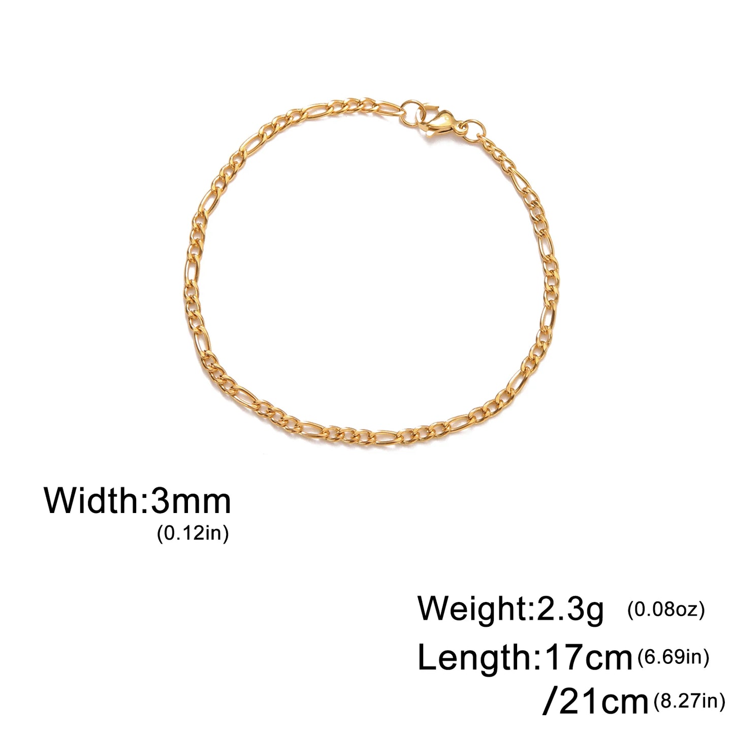 Lucktune Figaro Chain Bracelet for Men Women Stainless Steel Width 3-10 MM Bracelets Punk Jewelry Couple Gift Pulsera Hombre New