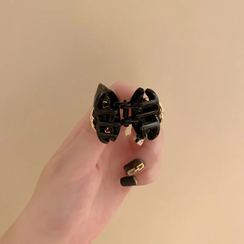 Black Flower Mini  Hair Claws Elegant Temperament Camellia Hair Clip Princess Side Clip Women Girls Fashion Bangs Clips Hairpins