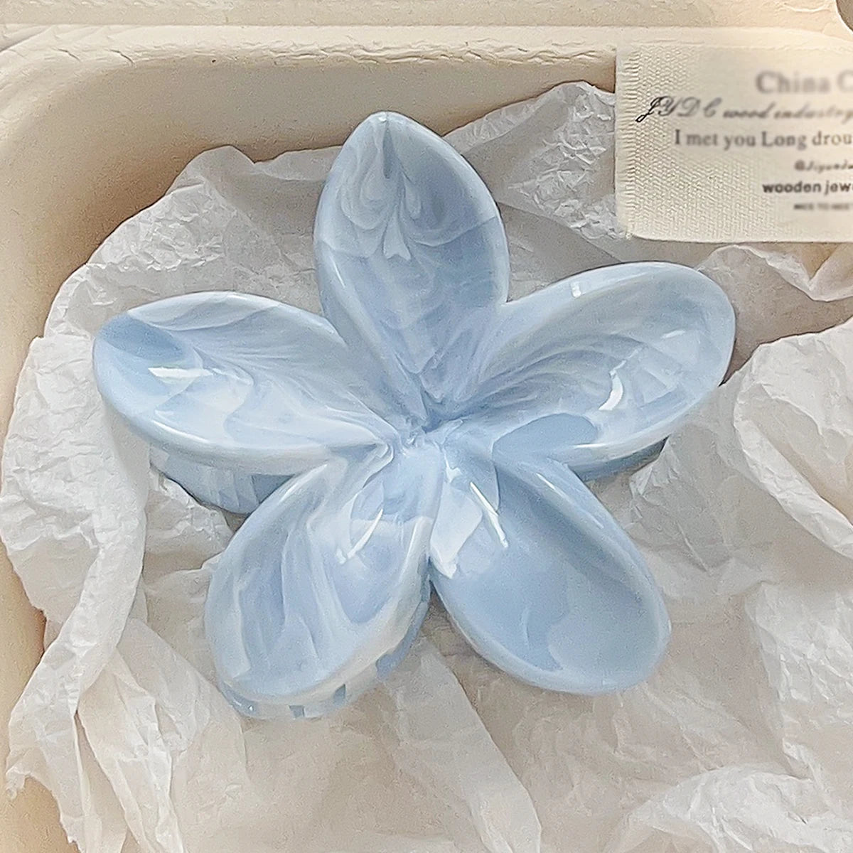 2 Pcs Hawaiian Flower Claw Clips for Women,Marble Vein Flower Hair Claw Clips for Thin Hair,Cute Beach Hair Accessories