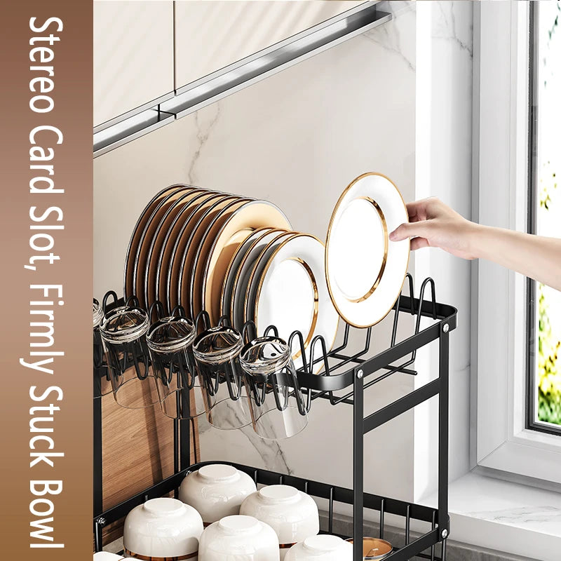 1 Or 2-Tier Space-Saving Kitchen Dish Drying Rack, Multifunctional Dish Rack, Rustproof Kitchen Dish Drying Rack With Drainboard
