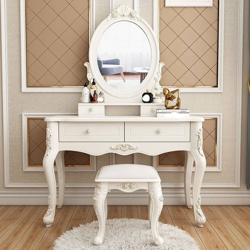 Mirror Storage Vanity Table Luxury Nordic Style European Bedroom Vanity Table Home Charm Coiffeuse Furniture Decor