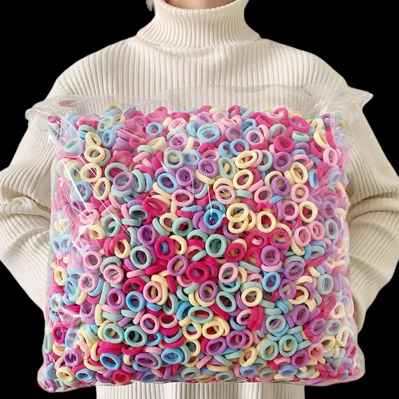 100/200PCS Women Girls Colorful Nylon Elastic Hair Bands Ponytail Hold Small Hair Tie Rubber Bands Scrunchie Hair Accessories