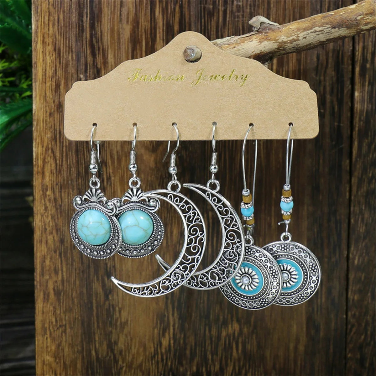 Boho Ethnic Vintage Geometric Earrings Set For Women Fashion Hollow Metal Waterdrop Round Leaf Tassel Drop Earring Party Jewelry