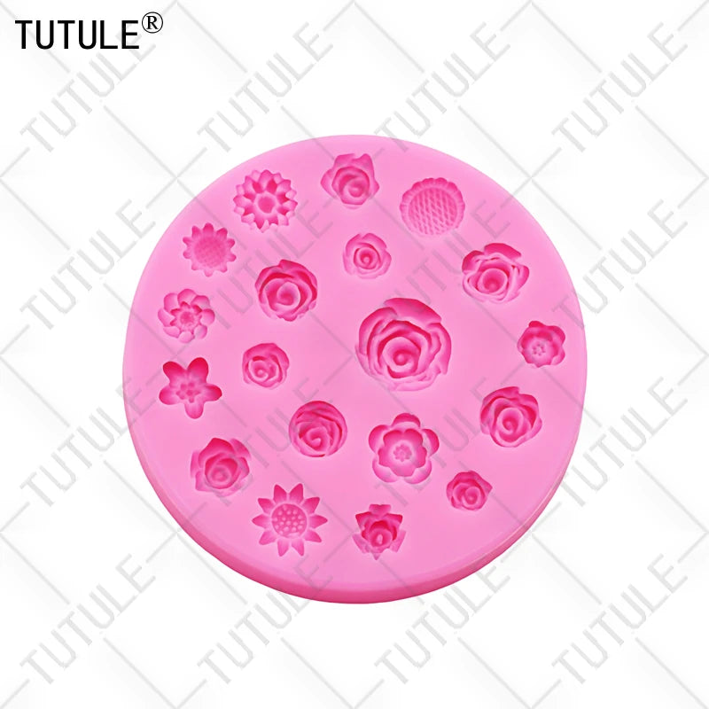 Flowers Silicone Mold Flower Resin Phone Case Head Rope Hair Card Jewelry Accessories Mold Flower Chocolate Cake Silicone Mold