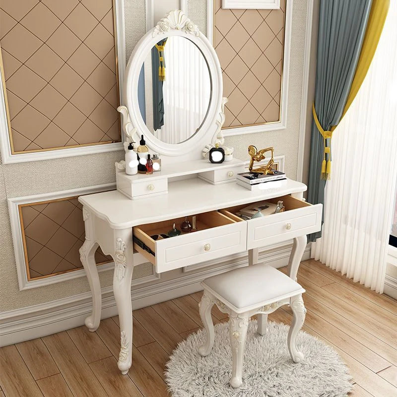 Mirror Storage Vanity Table Luxury Nordic Style European Bedroom Vanity Table Home Charm Coiffeuse Furniture Decor