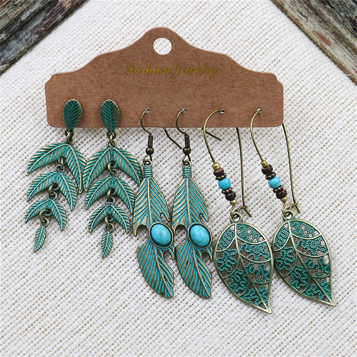 Boho Ethnic Vintage Geometric Earrings Set For Women Fashion Hollow Metal Waterdrop Round Leaf Tassel Drop Earring Party Jewelry