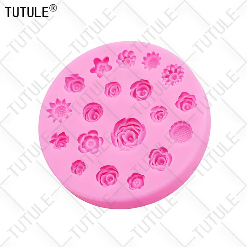 Flowers Silicone Mold Flower Resin Phone Case Head Rope Hair Card Jewelry Accessories Mold Flower Chocolate Cake Silicone Mold
