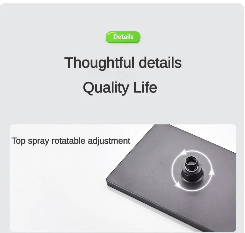 Grey Bathroom Shower Set Space Aluminum Three-function Wall Mounted Rotatable Faucets Rainfall Pressurized Shower Systerm