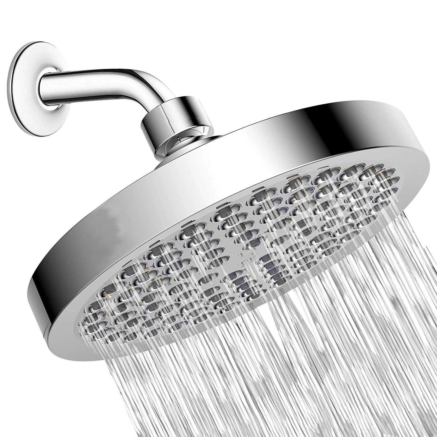 New 6 inches High Pressure Rain Shower Head with Arm 1min Installation Polished Chrome Rainfall Showerhead Anti-Clogging Nozzles